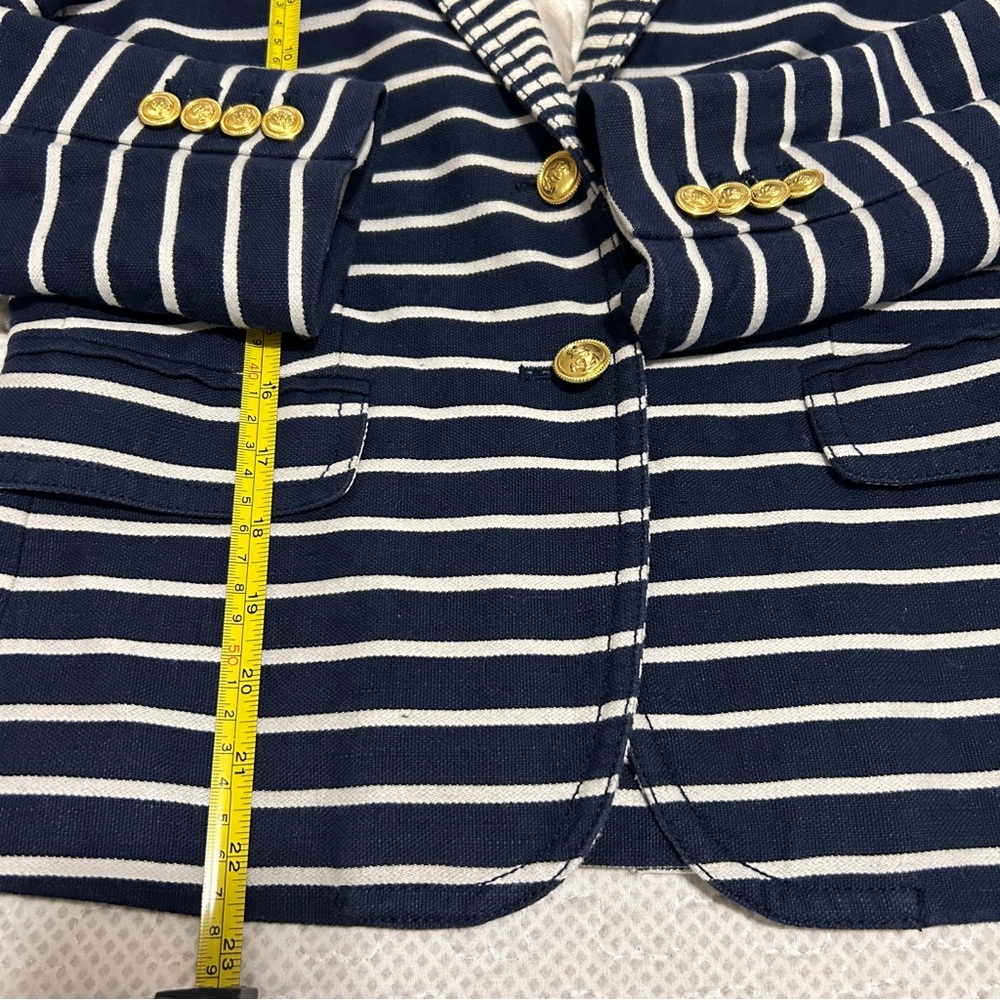 J Crew Schoolboy Womens Blazer Jacket Sz 4 Linen Gold Buttons Preppy Classic - Picture 6 of 10